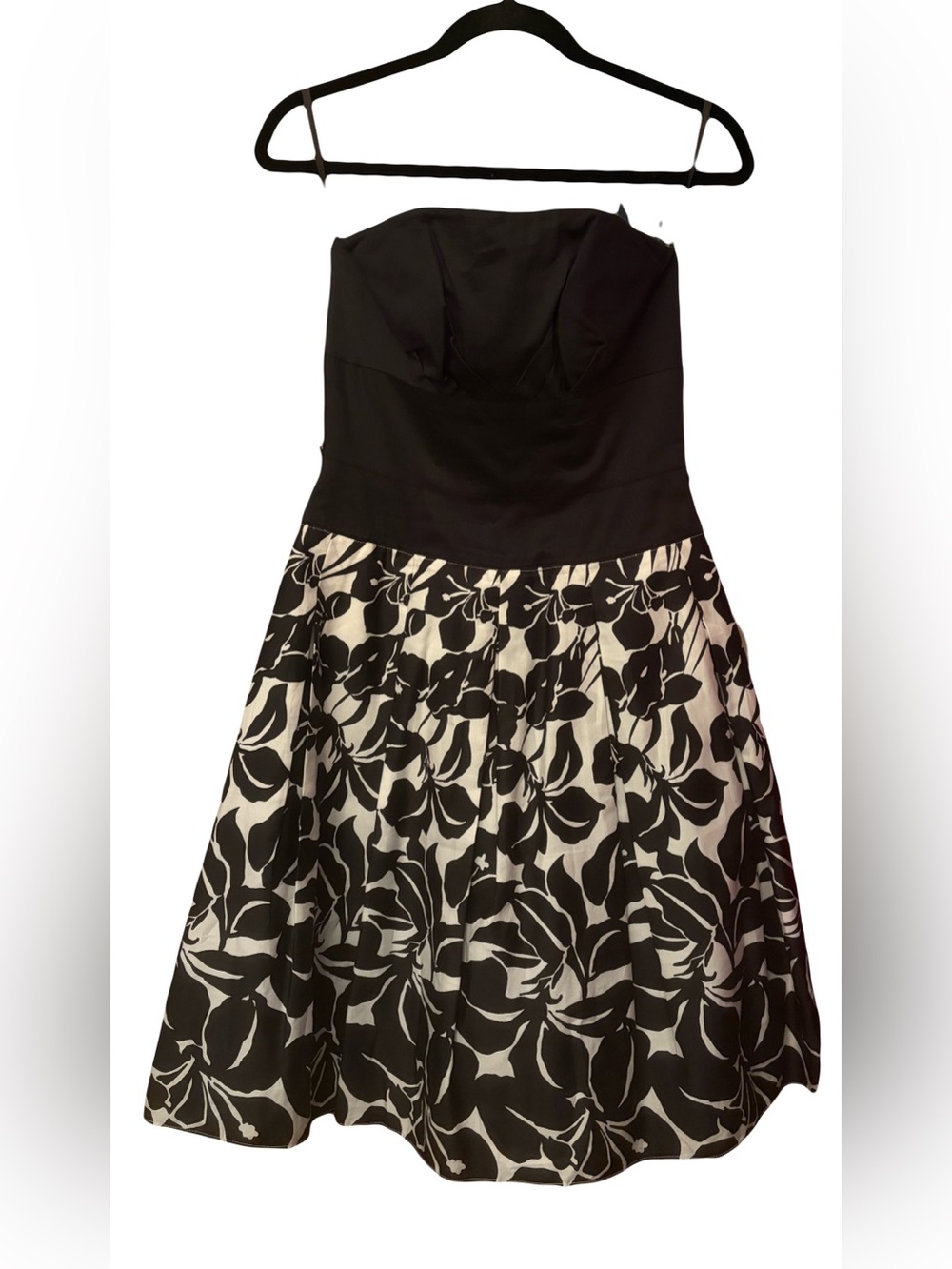 WHBM Strapless Black & White Floral Dress